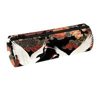 VAPOKF Tradition fond grues en cuir étui à crayons porte-monnaie cosmétique sac de maquillage pour étudiant papeterie école bureau stockage