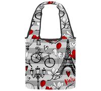VAPOKF Travel in Paris Sac fourre-tout en toile pour femme, grand sac de transport réutilisable, sac à bandoulière pour l'école, le travail, le bureau, les voyages, le shopping, décontracté