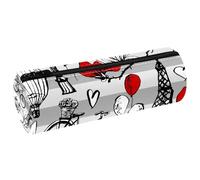 VAPOKF Travel in Paris Trousse en cuir pour crayons, pièces de monnaie, maquillage pour étudiants, papeterie, école, bureau, multicolore, 20x6.3cm/7.9x2.5in, Trousse à crayons