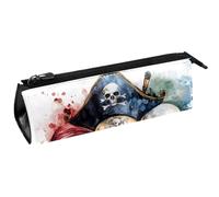 VAPOKF Trousse à crayons aquarelle avec motif crânes de pirates, trousse à crayons, trousse à cosmétiques, sac compact à fermeture éclair