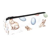 VAPOKF Trousse à crayons aquarelle œufs de Pâques et lapins pour ranger des stylos, des pièces de monnaie, des cosmétiques, des articles de papeterie, l'école, le bureau