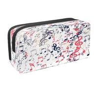 VAPOKF Trousse à crayons avec fermeture éclair pour garçons et filles, fournitures scolaires et de bureau, disque CD de guitare bleue, Notes de musique colorées et clés de sol, 2.3x8.2x3.9in/6x21x10cm