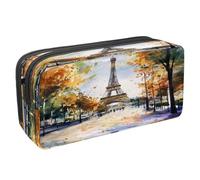 VAPOKF Trousse à crayons avec fermeture éclair pour garçons et filles, fournitures scolaires et de bureau, aquarelle Paris Tower Street, multicolore, 2.3x8.2x3.9in/6x21x10cm, Trousse à crayons