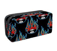 VAPOKF Trousse à crayons avec fermeture éclair pour garçons et filles, fournitures scolaires et de bureau, bus scolaire jaune, Flames Billard 8 balles, 2.3x8.2x3.9in/6x21x10cm, Trousse à crayons