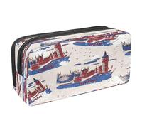 VAPOKF Trousse à crayons avec fermeture éclair pour garçons et filles, fournitures scolaires et de bureau, bisous Paris Tour Eiffel, London Street Big Ben Doodles, 2.3x8.2x3.9in/6x21x10cm, Trousse à