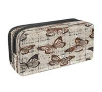 VAPOKF Trousse à crayons avec fermeture éclair pour garçons et filles, fournitures scolaires et de bureau, ornement hippie mandala fleur, Texture papillon sur motif tartan, 2.3x8.2x3.9in/6x21x10cm,