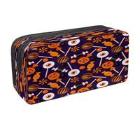 VAPOKF Trousse à crayons avec fermeture éclair pour garçons et filles, fournitures scolaires et de bureau, araignée sur toiles, Bonbons d'Halloween sucrés, 2.3x8.2x3.9in/6x21x10cm, Trousse à crayons