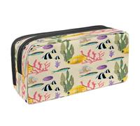 VAPOKF Trousse à crayons avec fermeture éclair pour garçons et filles, fournitures scolaires et de bureau, papillon, libellule papillon et abeille, Sea World Coraux Poissons Récif,