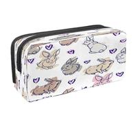 VAPOKF Trousse à crayons avec fermeture éclair pour garçons et filles, fournitures scolaires et de bureau, Happy Chinese New Year of Pig, Lapin lièvre aquarelle, 2.3x8.2x3.9in/6x21x10cm, Trousse à