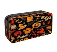 VAPOKF Trousse à crayons avec fermeture éclair pour garçons et filles, fournitures scolaires et de bureau, chauve-souris d'Halloween lumineuses et étoiles, Tombe d'Halloween fantôme citrouille
