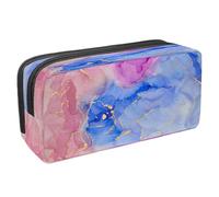 VAPOKF Trousse à crayons avec fermeture éclair pour garçons et filles, fournitures scolaires et de bureau, algues, étoile de mer, conque, Vagues de luxe et tourbillons dorés, 2.3x8.2x3.9in/6x21x10cm