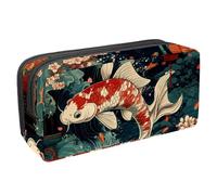 VAPOKF Trousse à crayons avec fermeture éclair pour garçons et filles, fournitures scolaires et de bureau, carpes japonaises, vagues de cerises