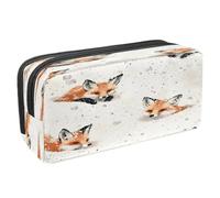 VAPOKF Trousse à crayons avec fermeture éclair pour garçons et filles, fournitures scolaires et de bureau, renards ludiques cachés sur la neige, multicolore, 2.3x8.2x3.9in/6x21x10cm, Trousse à crayons