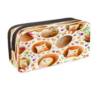 VAPOKF Trousse à crayons avec fermeture éclair pour garçons et filles, fournitures scolaires et de bureau, Happy Chinese New Year of Pig, Aquarelle Hérissons et aliments, 2.3x8.2x3.9in/6x21x10cm,