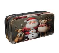 VAPOKF Trousse à crayons avec fermeture éclair pour garçons et filles, fournitures scolaires et de bureau, Père Noël et rennes, bonhomme de neige, multicolore, 2.3x8.2x3.9in/6x21x10cm, Trousse à