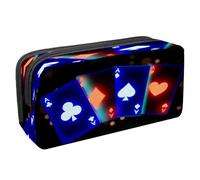 VAPOKF Trousse à crayons avec fermeture éclair pour garçons et filles, fournitures scolaires et de bureau, joystick sur fond grunge, Carte de poker Ace lumineuse, 2.3x8.2x3.9in/6x21x10cm, Trousse à