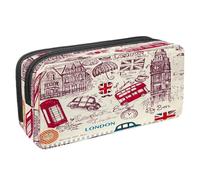 VAPOKF Trousse à crayons avec fermeture éclair pour garçons et filles, fournitures scolaires et de bureau, tour de Paris rétro et fleuve Seine, Carte postale britannique Londres,