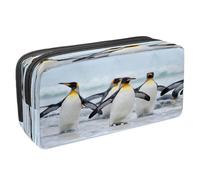 VAPOKF Trousse à crayons avec fermeture éclair pour garçons et filles, fournitures scolaires et de bureau, kangourou australien et ombre, Pingouin roi sur les îles, 2.3x8.2x3.9in/6x21x10cm, Trousse à