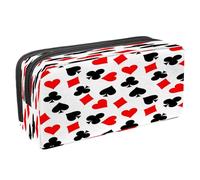 VAPOKF Trousse à crayons avec fermeture éclair pour garçons et filles, fournitures scolaires et de bureau, texture grunge manette de jeu, Poker Hearts Clubs Spades and Diamonds, 2.3x8.2x3.9in