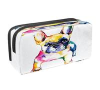 VAPOKF Trousse à crayons avec fermeture éclair pour garçons et filles, fournitures scolaires et de bureau, tigre Prowl on The Road, Bouledogue français coloré, 2.3x8.2x3.9in/6x21x10cm, Trousse à