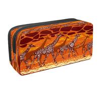 VAPOKF Trousse à crayons avec fermeture éclair pour garçons et filles, fournitures scolaires et de bureau, en forme de chameau de géométrie, Girafes et motif ethnique, 2.3x8.2x3.9in/6x21x10cm, Trousse