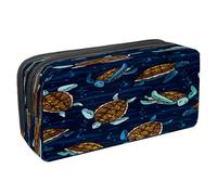 VAPOKF Trousse à crayons avec fermeture éclair pour garçons et filles, fournitures scolaires et de bureau, pieuvre, méduse, hippocampe, crabe, animaux marins, Tortues de dessin animé nagent sur la