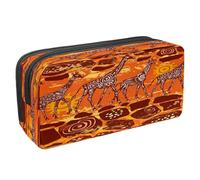 VAPOKF Trousse à crayons avec fermeture éclair pour garçons et filles, fournitures scolaires et de bureau, en forme de chameau de géométrie, Motif girafes et texture de peau, 2.3x8.2x3.9in/6x21x10cm,