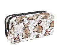 VAPOKF Trousse à crayons avec fermeture éclair pour garçons et filles, fournitures scolaires et de bureau, Happy Chinese New Year of Pig, Motif lapins aquarelle, 2.3x8.2x3.9in/6x21x10cm, Trousse à