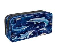 VAPOKF Trousse à crayons avec fermeture éclair pour garçons et filles, fournitures scolaires et de bureau, dauphins sous-marins, multicolore, 2.3x8.2x3.9in/6x21x10cm, Trousse à crayons