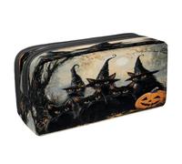 VAPOKF Trousse à crayons avec fermeture éclair pour garçons et filles, fournitures scolaires et de bureau, chapeau de sorcière, chats noirs, citrouille, multicolore, 2.3x8.2x3.9in/6x21x10cm, Trousse à