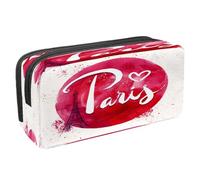 VAPOKF Trousse à crayons avec fermeture éclair pour garçons et filles, fournitures scolaires et de bureau, scrapbooking vintage avec cœur baisers, Aquarelle Paris Avec Tour Eiffel,