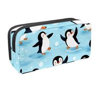 VAPOKF Trousse à crayons avec fermeture éclair pour garçons et filles, fournitures scolaires et de bureau, pingouins, vagues et bulles