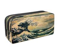 VAPOKF Trousse à crayons avec fermeture éclair pour garçons et filles, fournitures scolaires et de bureau, peinture japonaise vagues, multicolore, 2.3x8.2x3.9in/6x21x10cm, Trousse à crayons