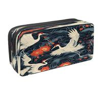 VAPOKF Trousse à crayons avec fermeture éclair pour garçons et filles, fournitures scolaires et de bureau, grue japonaise, vagues de cerises, multicolore, 2.3x8.2x3.9in/6x21x10cm, Trousse à crayons