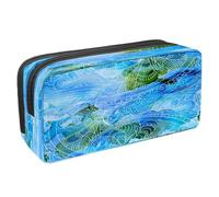 VAPOKF Trousse à crayons avec fermeture éclair pour garçons et filles, fournitures scolaires et de bureau, algues, étoile de mer, conque, Aquarelle Coquillage Bleu Zen Art, 2.3x8.2x3.9in/6x21x10cm