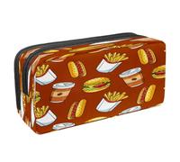 VAPOKF Trousse à crayons avec fermeture éclair pour garçons et filles, fournitures scolaires et de bureau, oiseaux multicolores, Café Fast Food Frites Hamburger, 2.3x8.2x3.9in/6x21x10cm, Trousse à