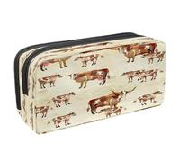 VAPOKF Trousse à crayons avec fermeture éclair pour garçons et filles, fournitures scolaires et de bureau, singe suspendu dans la jungle, Vache et bovins des Highlands, 2.3x8.2x3.9in/6x21x10cm,