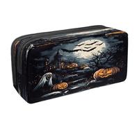 VAPOKF Trousse à crayons avec fermeture éclair pour garçons et filles, fournitures scolaires et de bureau, château d'Halloween, arbre mort, citrouille, multicolore, 2.3x8.2x3.9in/6x21x10cm, Trousse à