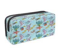 VAPOKF Trousse à crayons avec fermeture éclair pour garçons et filles, fournitures scolaires et de bureau, aquarelle, feuilles de roses, Coraux sous-marins méduses de poissons marins,