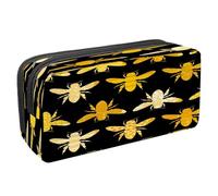VAPOKF Trousse à crayons avec fermeture éclair pour garçons et filles, fournitures scolaires et de bureau, motif abeille jaune, Bourdon jaune sur fond noir, 2.3x8.2x3.9in/6x21x10cm, Trousse à crayons