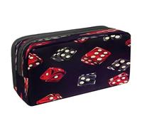 VAPOKF Trousse à crayons avec fermeture éclair pour garçons et filles, fournitures scolaires et de bureau, dés de casino noir et rouge, multicolore, 2.3x8.2x3.9in/6x21x10cm, Trousse à crayons