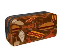VAPOKF Trousse à crayons avec fermeture éclair pour garçons et filles, fournitures scolaires et de bureau, oiseaux multicolores, Motif Fast Food américain, 2.3x8.2x3.9in/6x21x10cm, Trousse à crayons