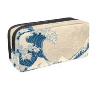 VAPOKF Trousse à crayons avec fermeture éclair pour garçons et filles, fournitures scolaires et de bureau, vagues japonaises