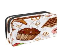 VAPOKF Trousse à crayons avec fermeture éclair pour garçons et filles, fournitures scolaires et de bureau, délicieuses glaces et sucettes glacées, Cupcake Crêpes et beignets, 2.3x8.2x3.9in/6x21x10cm,