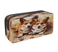 VAPOKF Trousse à crayons avec fermeture éclair pour garçons et filles, fournitures scolaires et de bureau, Dirty Two Corgi Dogs, multicolore, 2.3x8.2x3.9in/6x21x10cm, Trousse à crayons