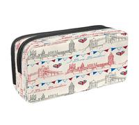 VAPOKF Trousse à crayons avec fermeture éclair pour garçons et filles, fournitures scolaires et de bureau, tour de Paris rétro et fleuve Seine, tower bridge de londres, 2.3x8.2x3.9in/6x21x10cm,