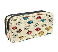 VAPOKF Trousse à crayons avec fermeture éclair pour garçons et filles, fournitures scolaires et de bureau, dés de casino dessinés à la main, multicolore, 2.3x8.2x3.9in/6x21x10cm, Trousse à crayons