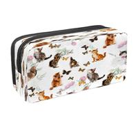 VAPOKF Trousse à crayons avec fermeture éclair pour garçons et filles, fournitures scolaires et de bureau, singe suspendu dans la jungle, Chaton jouant avec un papillon, 2.3x8.2x3.9in/6x21x10cm,