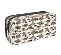VAPOKF Trousse à crayons avec fermeture éclair pour garçons et filles, fournitures scolaires et de bureau, tigre Prowl on The Road, Dessin animé drôle raton laveur, 2.3x8.2x3.9in/6x21x10cm, Trousse à