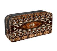 VAPOKF Trousse à crayons avec fermeture éclair pour garçons et filles, fournitures scolaires et de bureau, en forme de chameau de géométrie, Motif d'ornement ethnique, 2.3x8.2x3.9in/6x21x10cm, Trousse